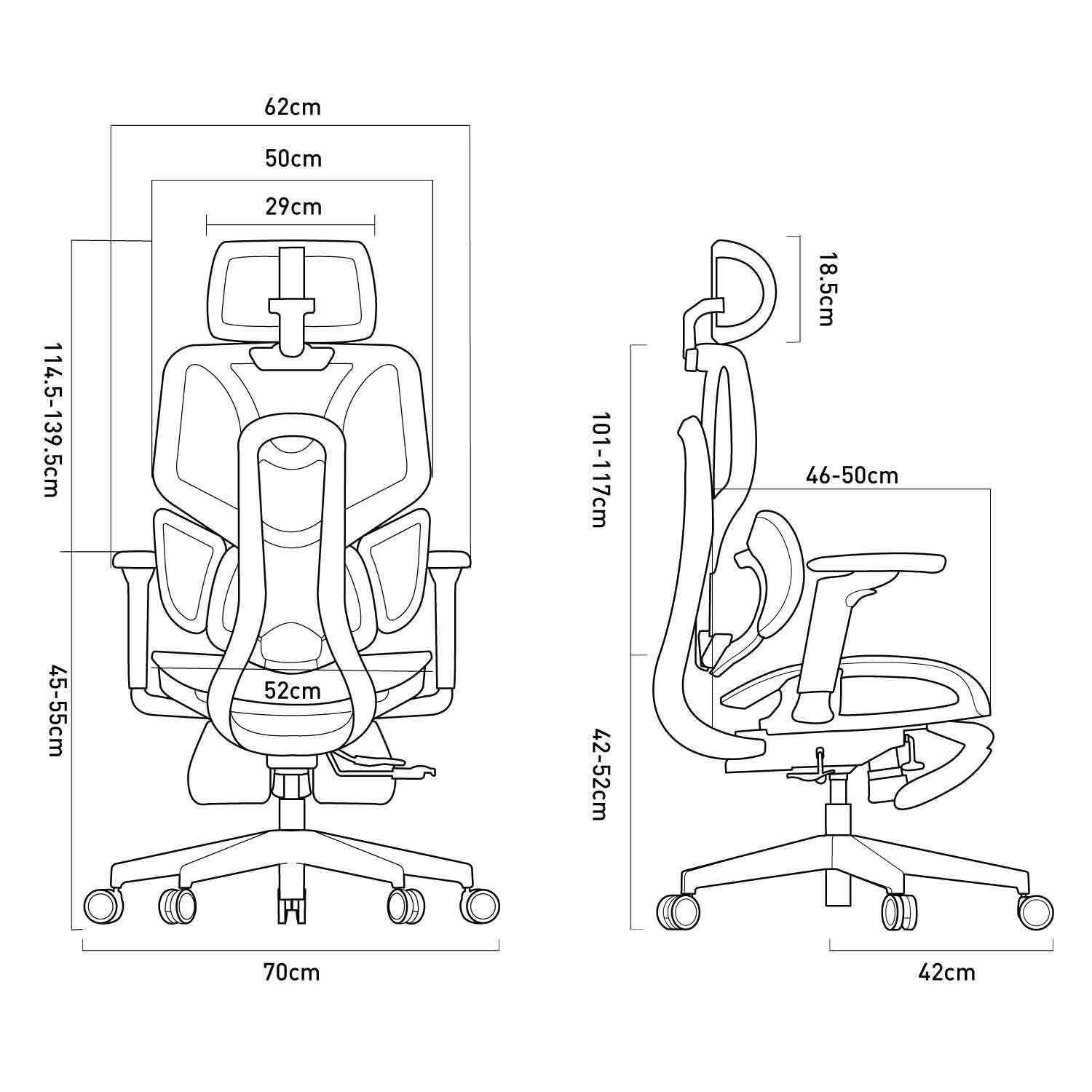 HBADA_Chair_Dimention HBADA E3 Air Ergonomic Office Chair %Category